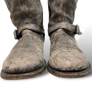 Vintage Miz Mooz embroidered zip boot distressed Leather w buckles z…